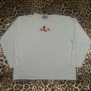 Vintage Endless Design Embroidered Cat Halloween Long Sleeve Shirt